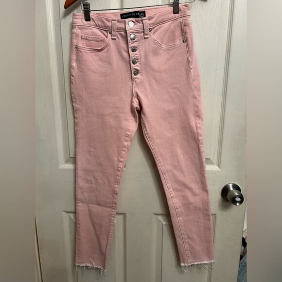 Sold!!! Veronica Beard skinny jeans distressed pink color women’s size 27 - Picture 1 of 5